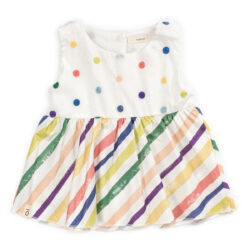 Top In Tessuto A Pois E Popeline Multicolor