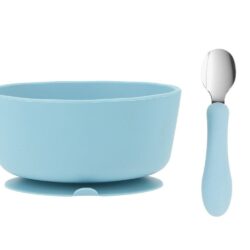 Ciotola Ventosa E Cucchiaio Acciaio Sky Blue