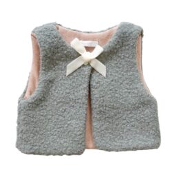 Gilet Ecopelliccia Verde Agata/Rosa Polvere