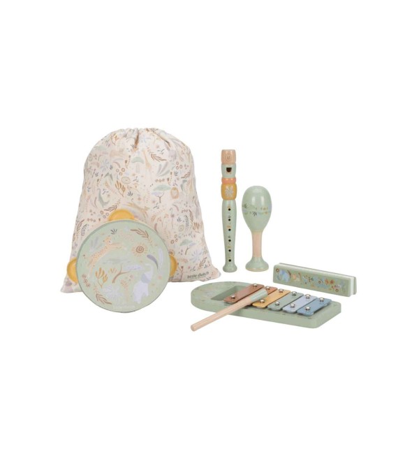set-musicale-legno-strumenti-little-dutch-green-safari-friends