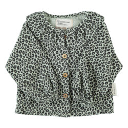 Baby Blouse With Round Collar Mint Green Animal Print