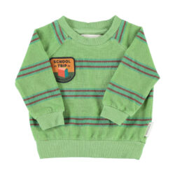 Terry Cotton Sweatshirt Green Double Stripes