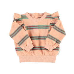 Terry Cotton Sweatshirt Light Pink Double Stripes